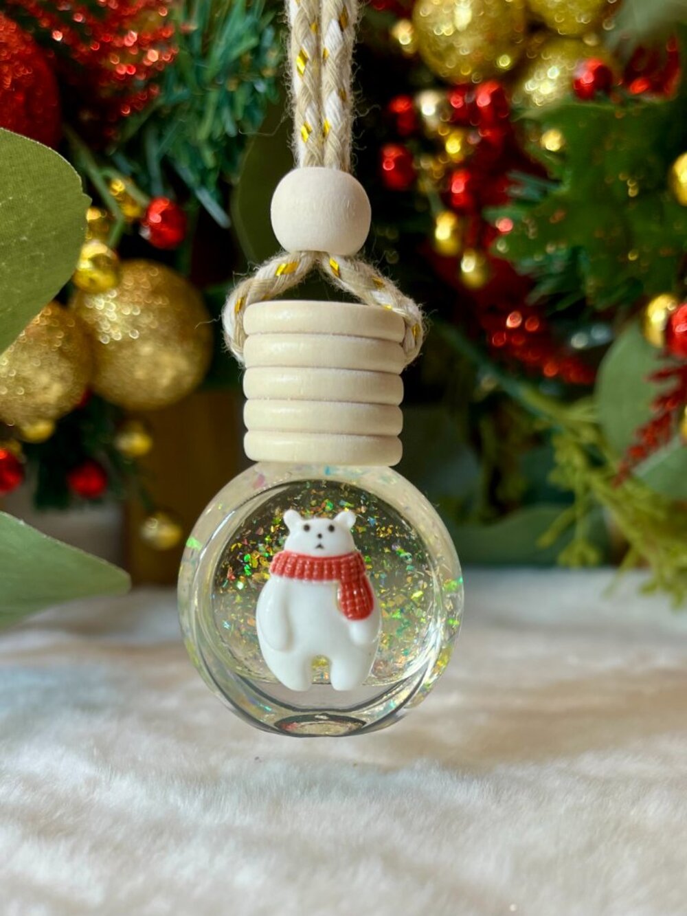 Polar Bear Car Diffuser, Holiday Air Freshener, Fragrance:  Butterscotch/Bourbon